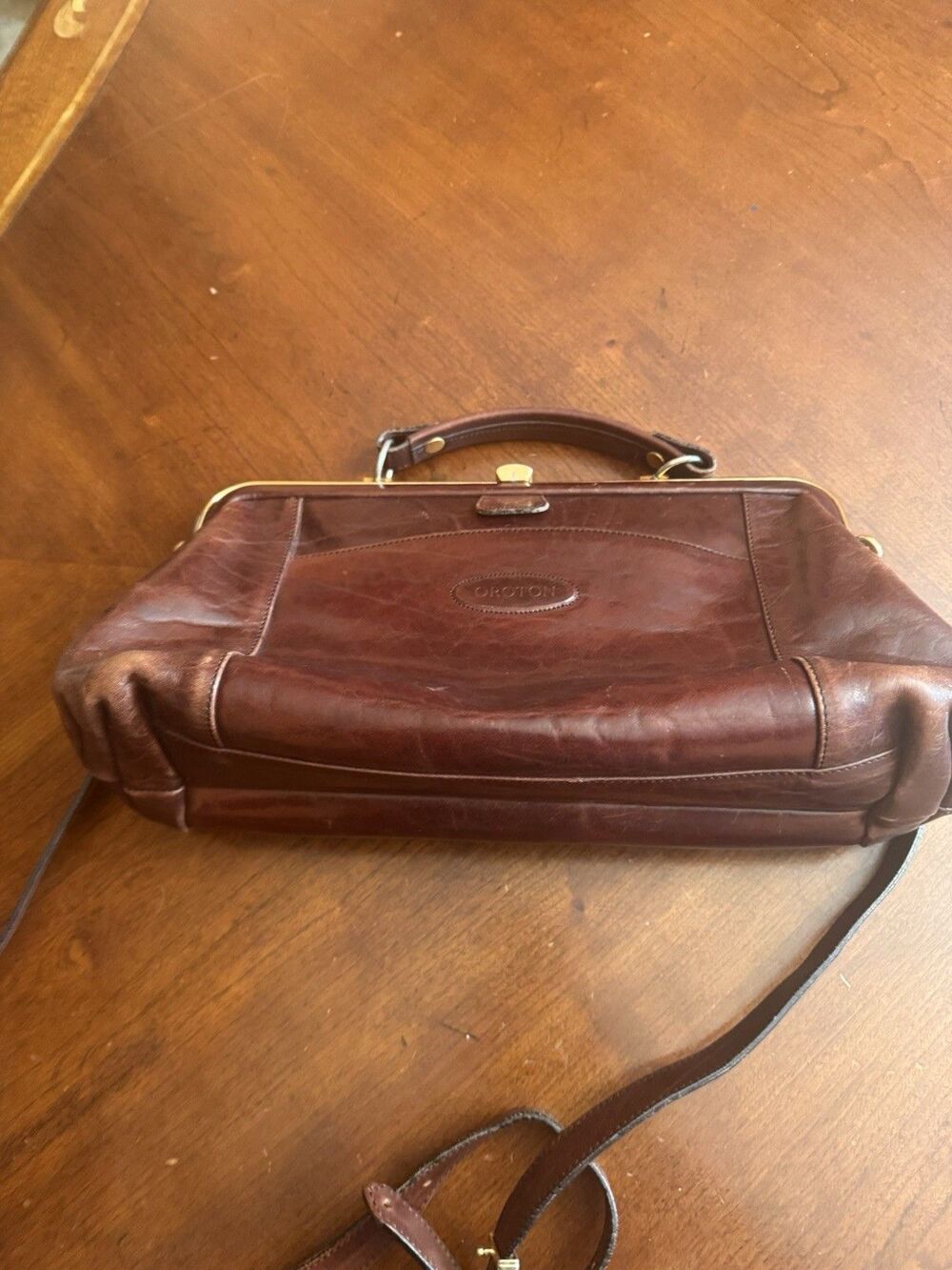 Oroton Crossbody/Shoulder Bag Chestnut Brown Genuine Leather - Vintage